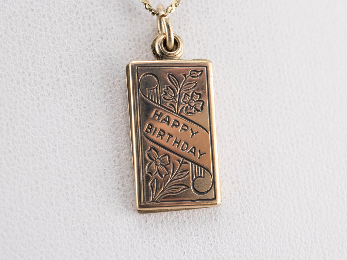 Gold Happy Birthday Card Charm
