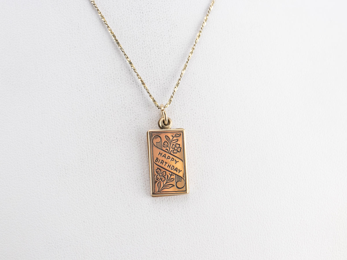 Gold Happy Birthday Card Charm