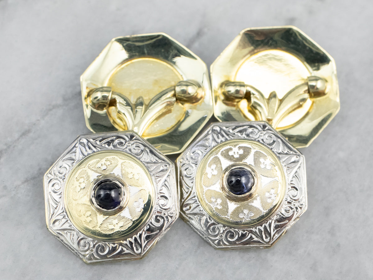 Art Deco Sapphire Cabochon Cufflinks