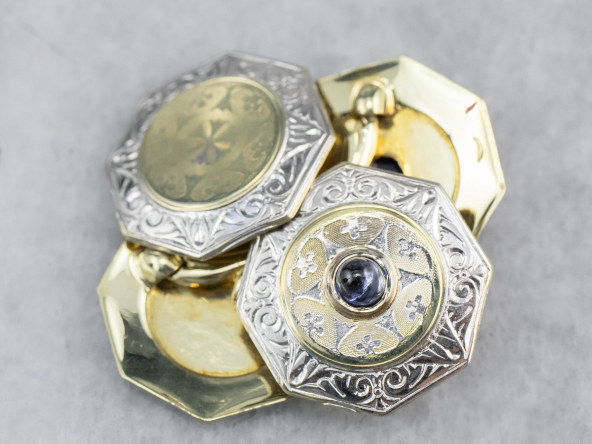 Art Deco Sapphire Cabochon Cufflinks