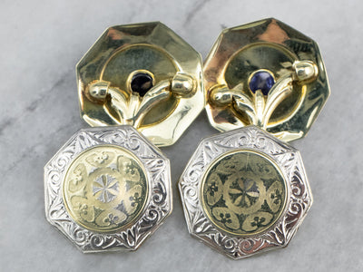 Art Deco Sapphire Cabochon Cufflinks