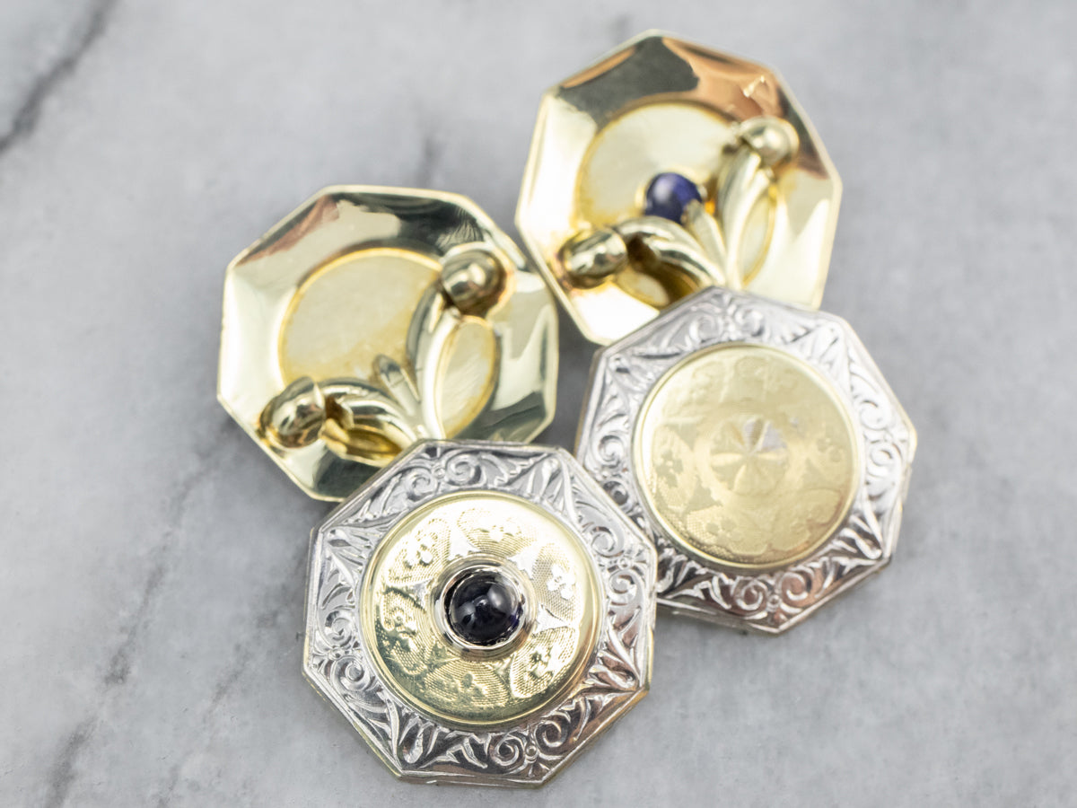 Art Deco Sapphire Cabochon Cufflinks