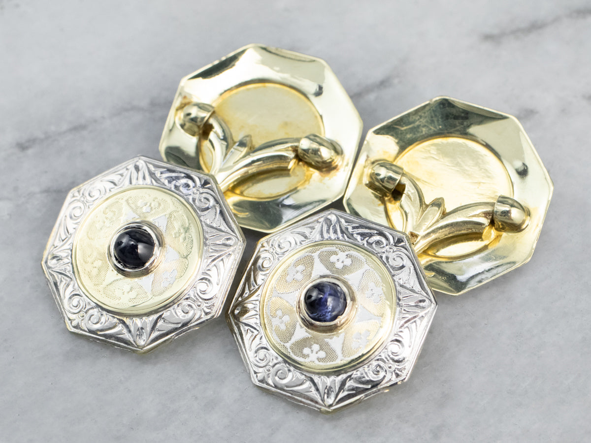 Art Deco Sapphire Cabochon Cufflinks