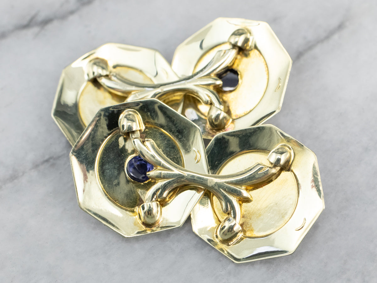 Art Deco Sapphire Cabochon Cufflinks