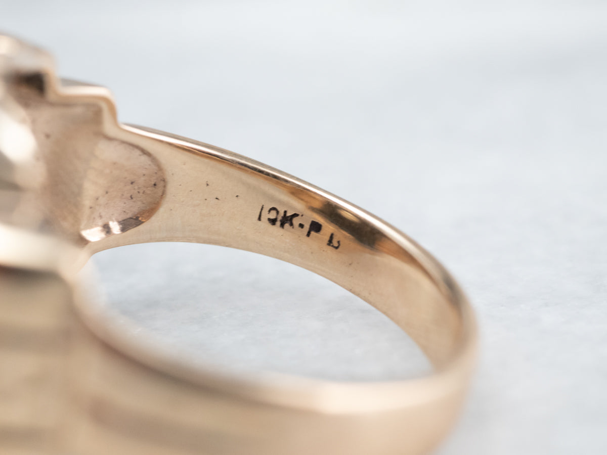 Vintage "F" Onyx and Enamel Signet Ring