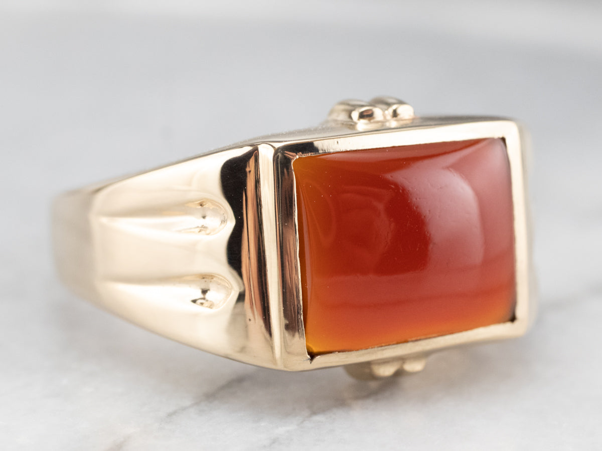 Retro Era Men's Carnelian Gold Ring