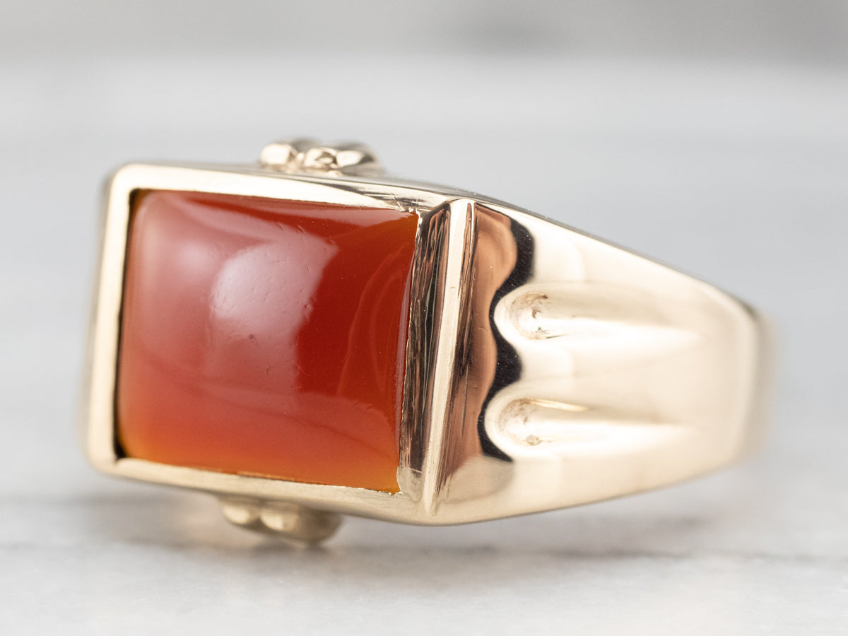 Retro Era Men's Carnelian Gold Ring