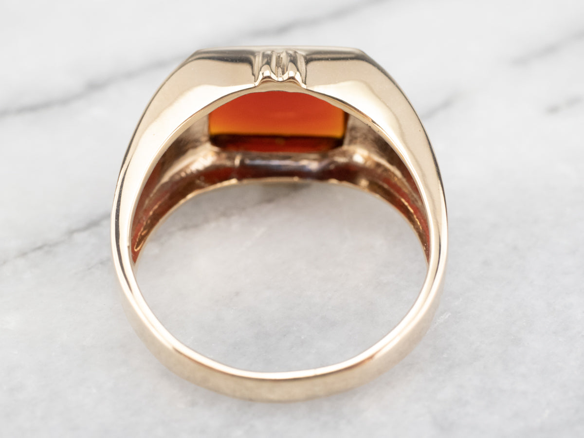 Retro Era Men's Carnelian Gold Ring