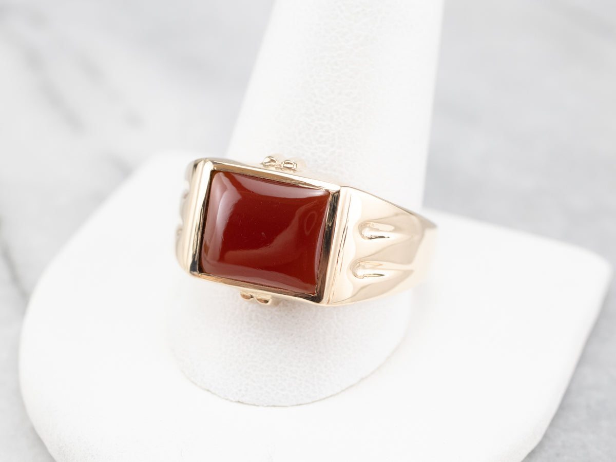 Retro Era Men's Carnelian Gold Ring