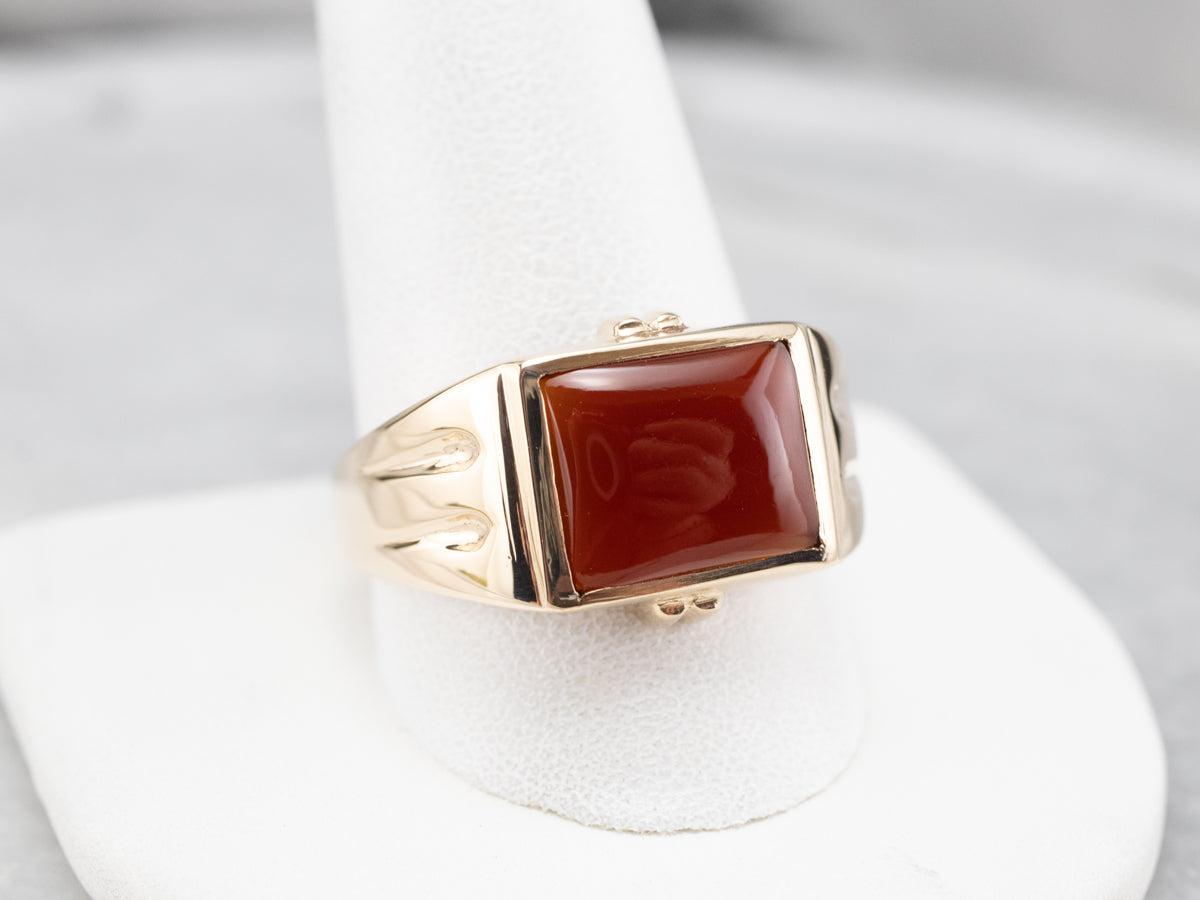 Retro Era Men's Carnelian Gold Ring