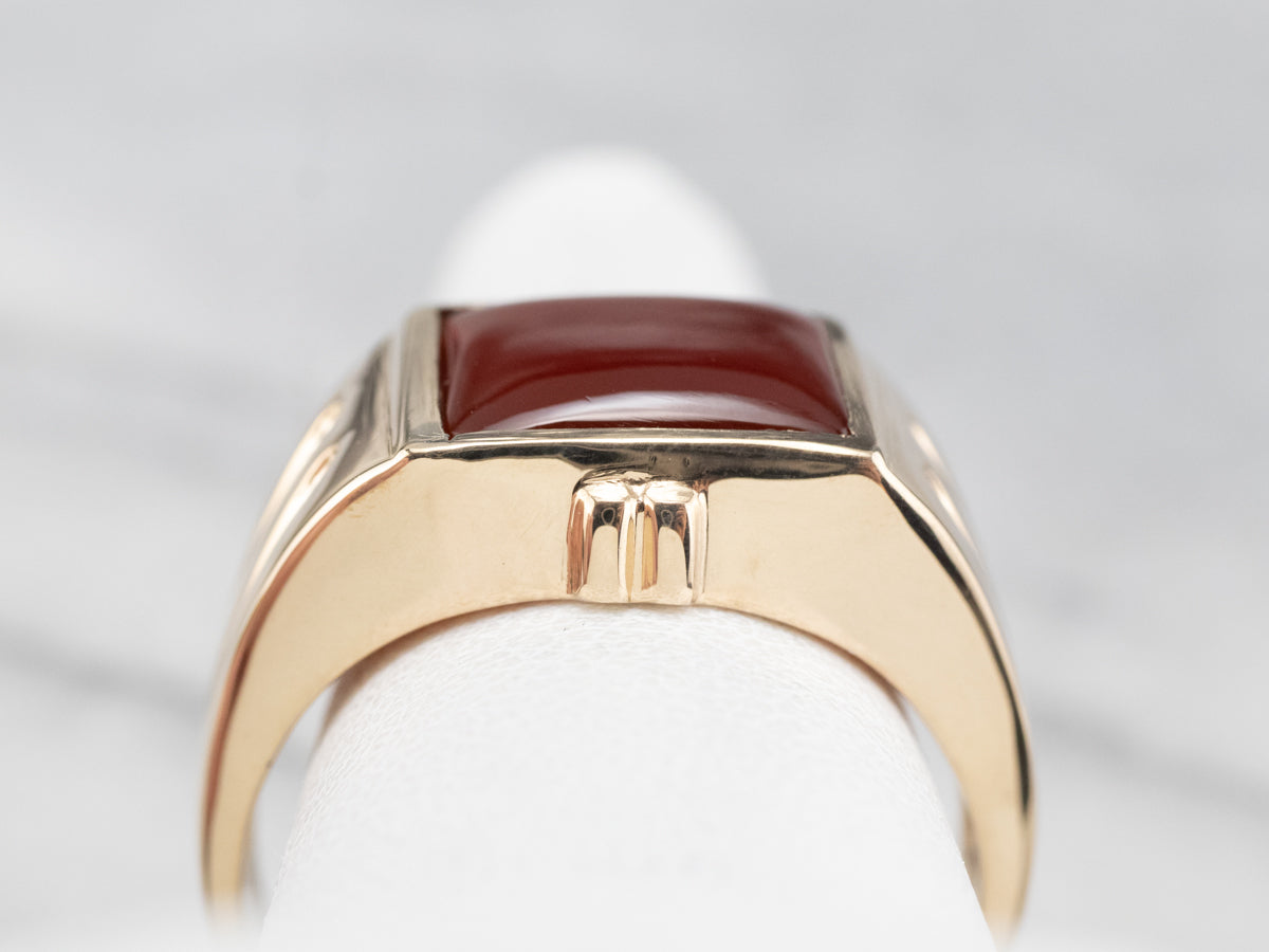 Retro Era Men's Carnelian Gold Ring