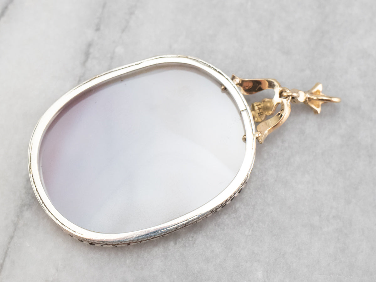 Dendritic Agate and Seed Pearl Pendant