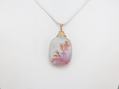 Dendritic Agate and Seed Pearl Pendant