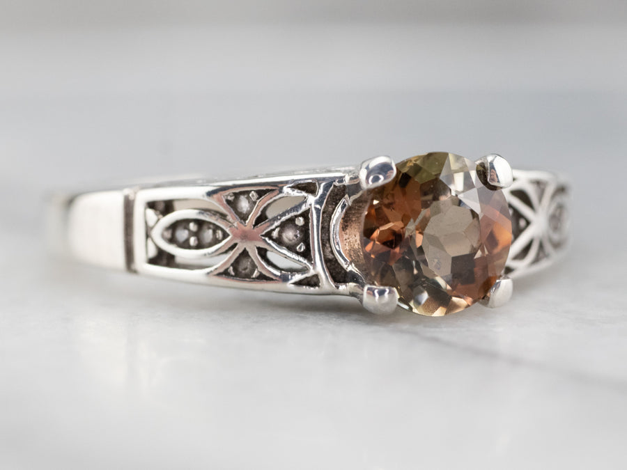 Sterling Silver Andalusite and Diamond Ring