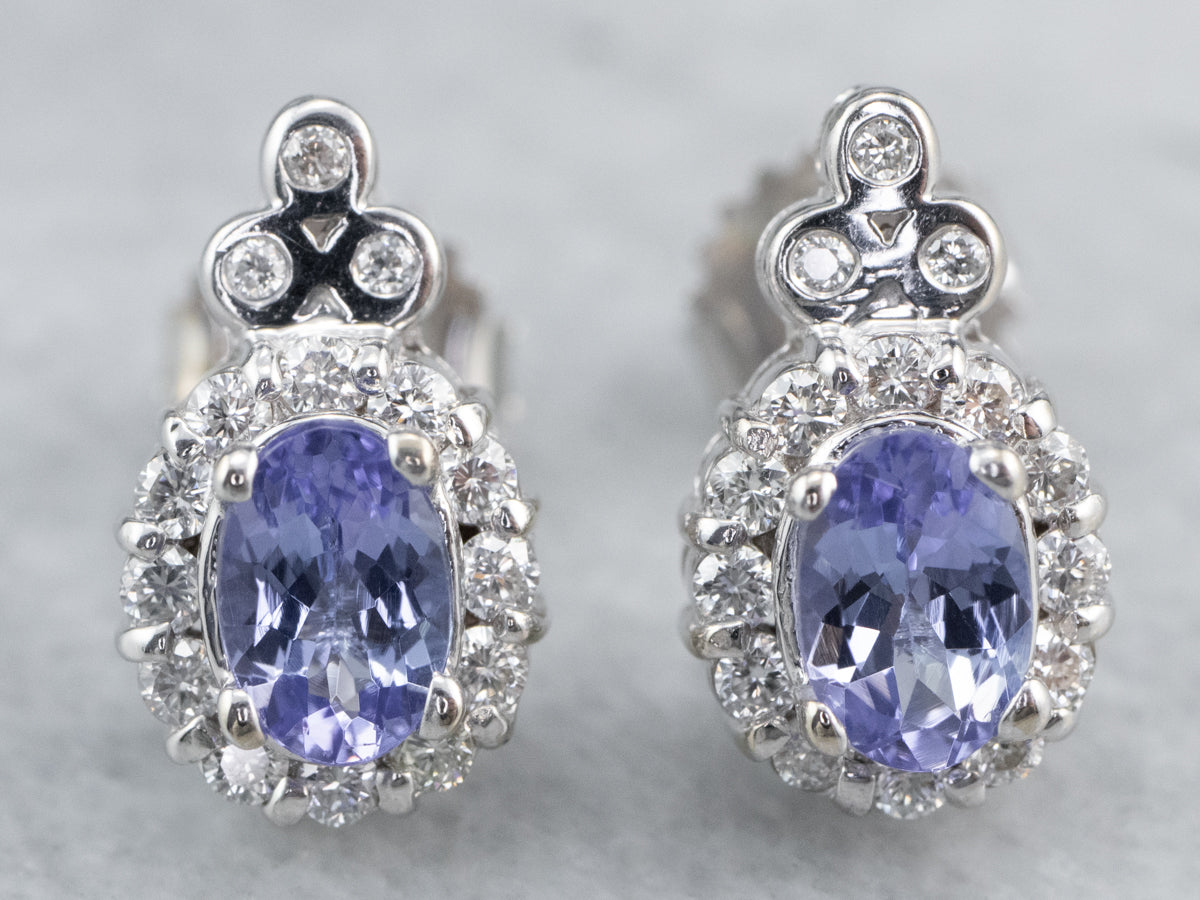 Tanzanite and Diamond Stud Earrings