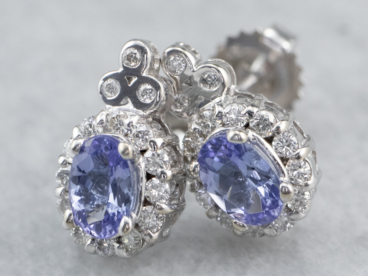 Tanzanite and Diamond Stud Earrings