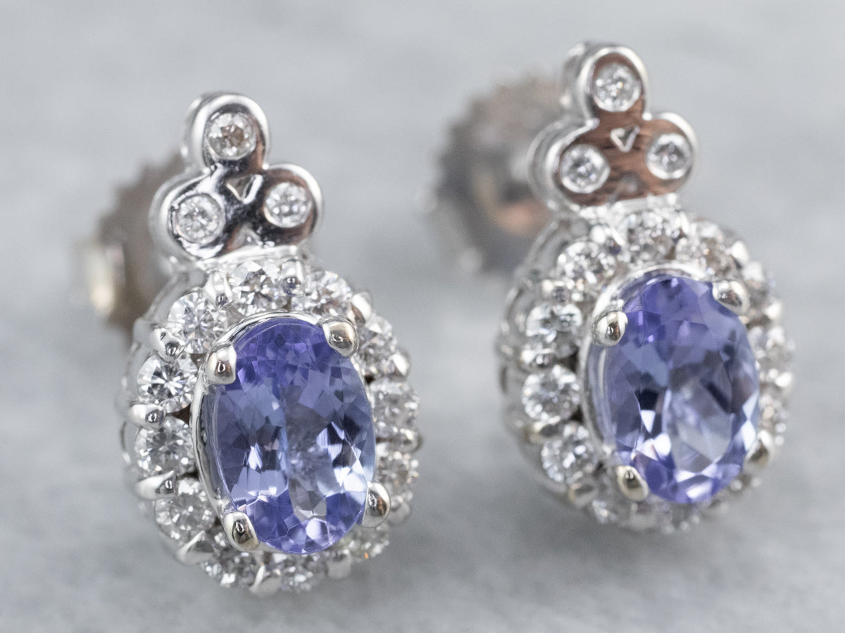 Tanzanite and Diamond Stud Earrings