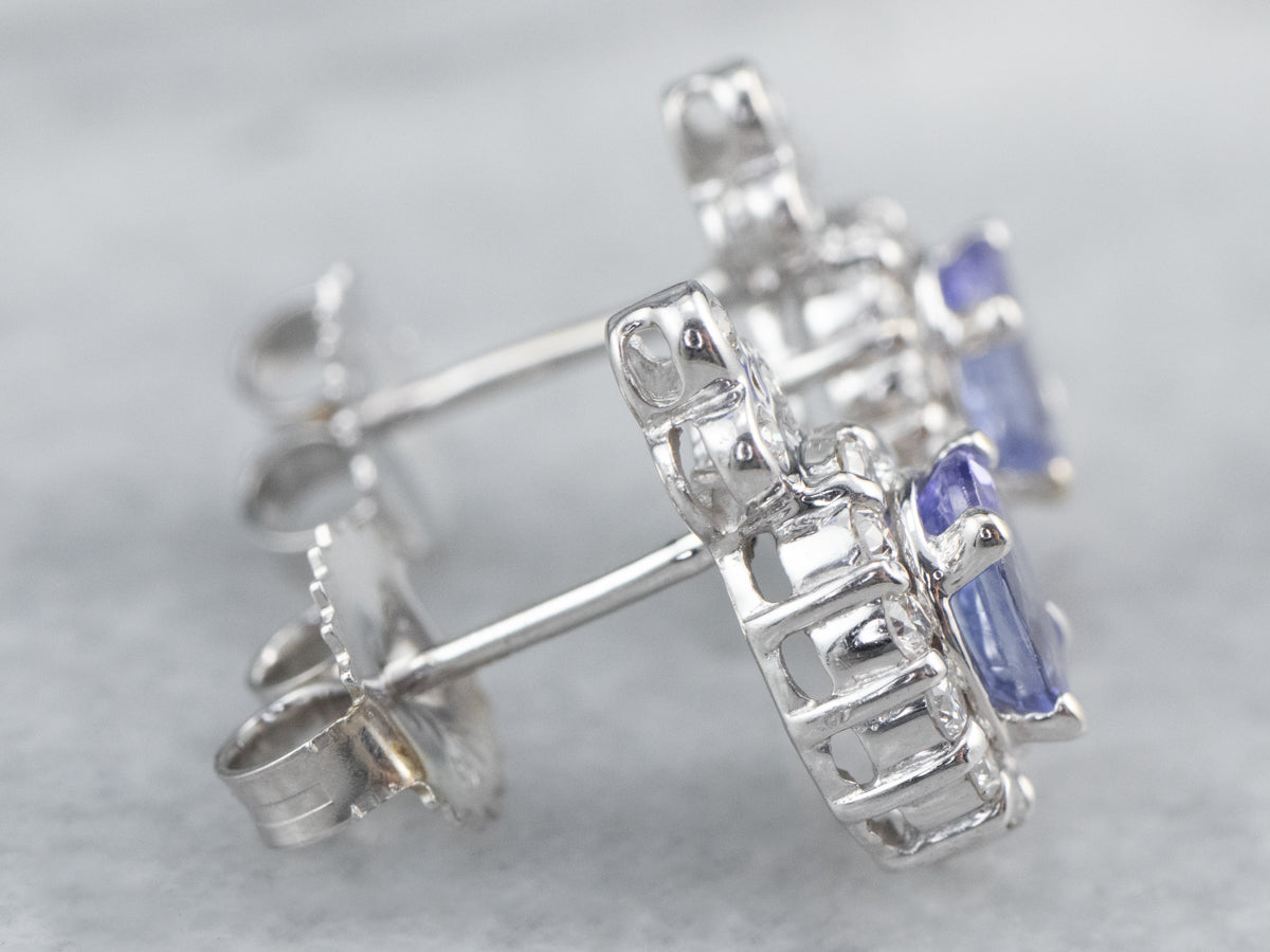 Tanzanite and Diamond Stud Earrings