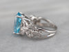White Gold Blue Topaz and Diamond Cocktail Ring