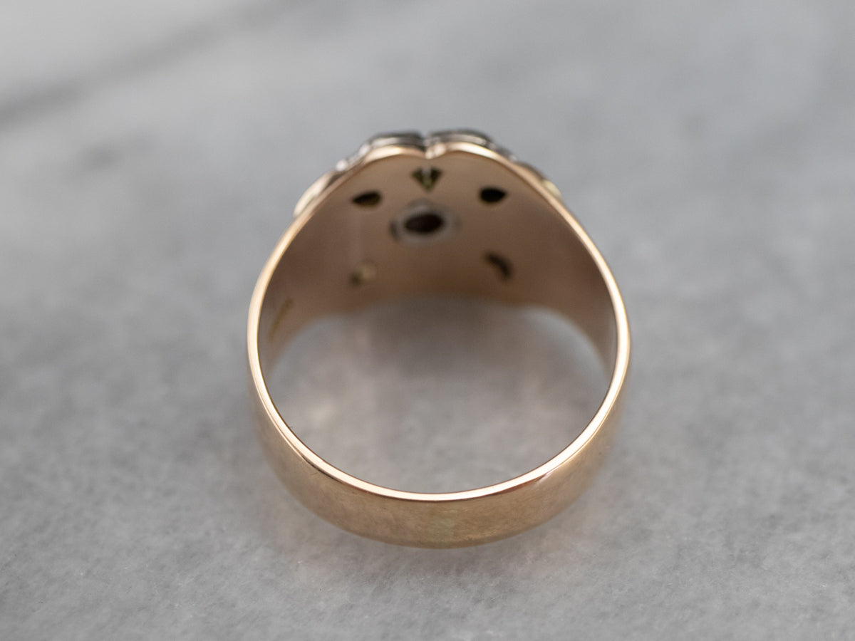 Bold Two Tone Gold Masonic Ring
