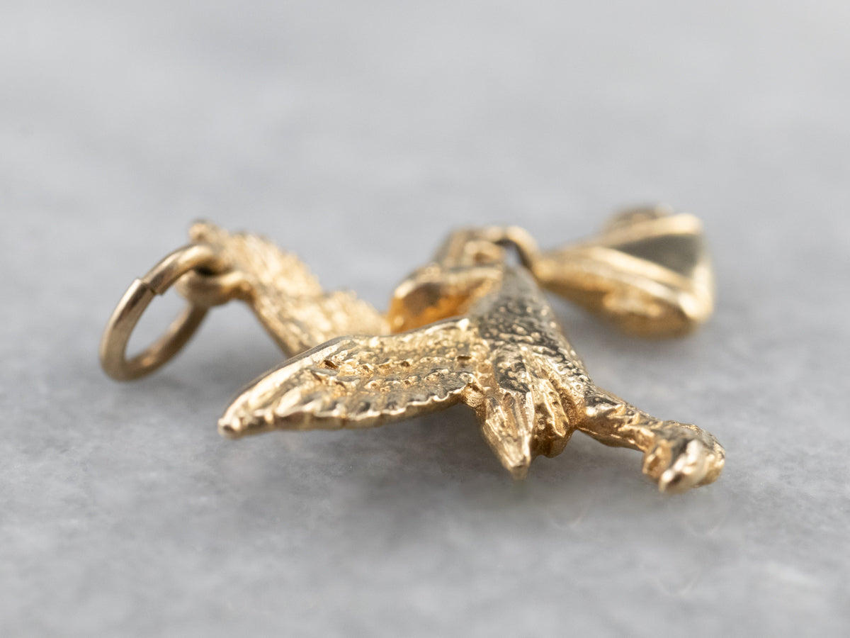 Vintage Gold Stork Charm Pendant