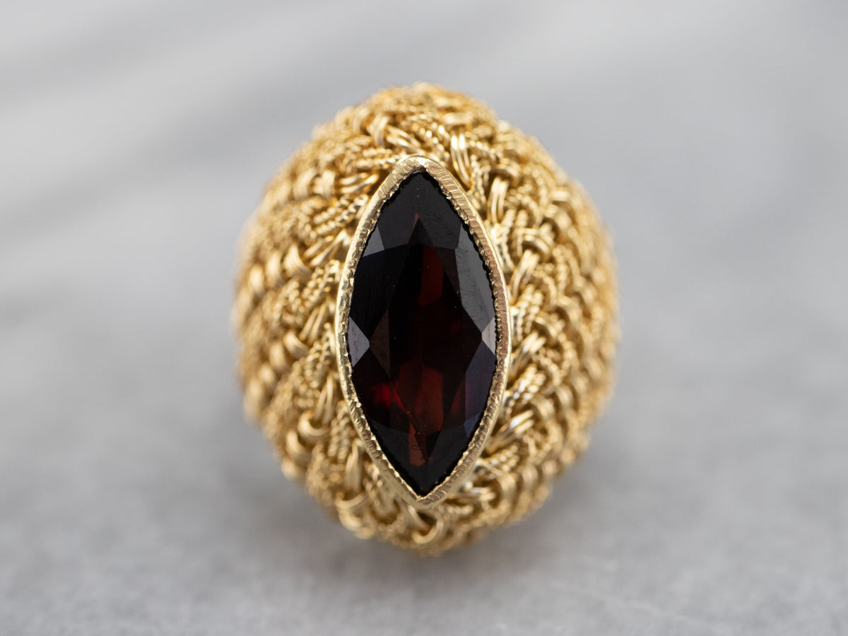 Italian 18K Gold Garnet Statement Ring