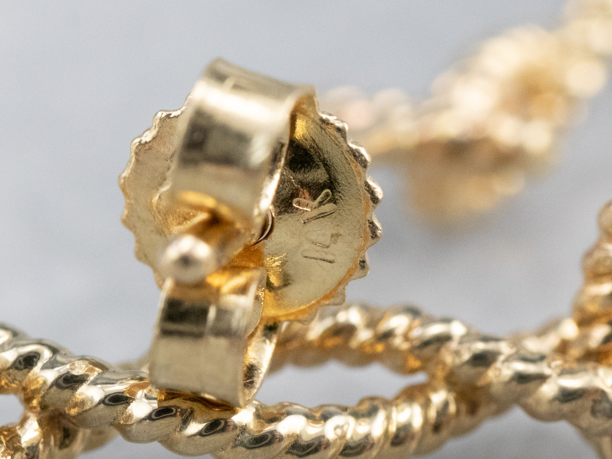 Pearl Gold Twisted Wire Drop Earrings