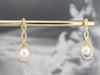 Pearl Gold Twisted Wire Drop Earrings