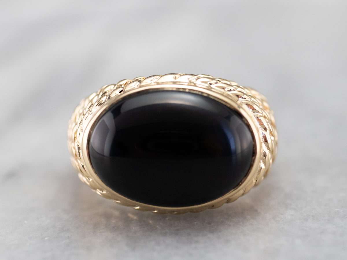 Bold Black Onyx and Gold Statement Ring