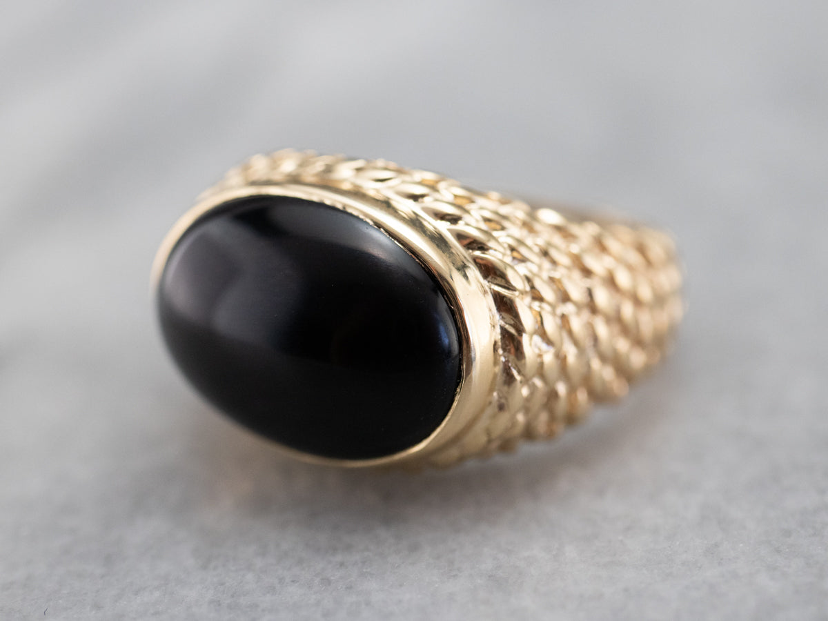Bold Black Onyx and Gold Statement Ring