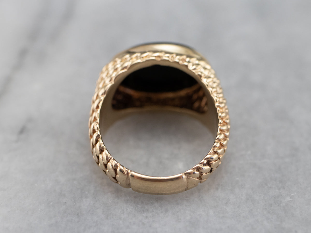 Bold Black Onyx and Gold Statement Ring