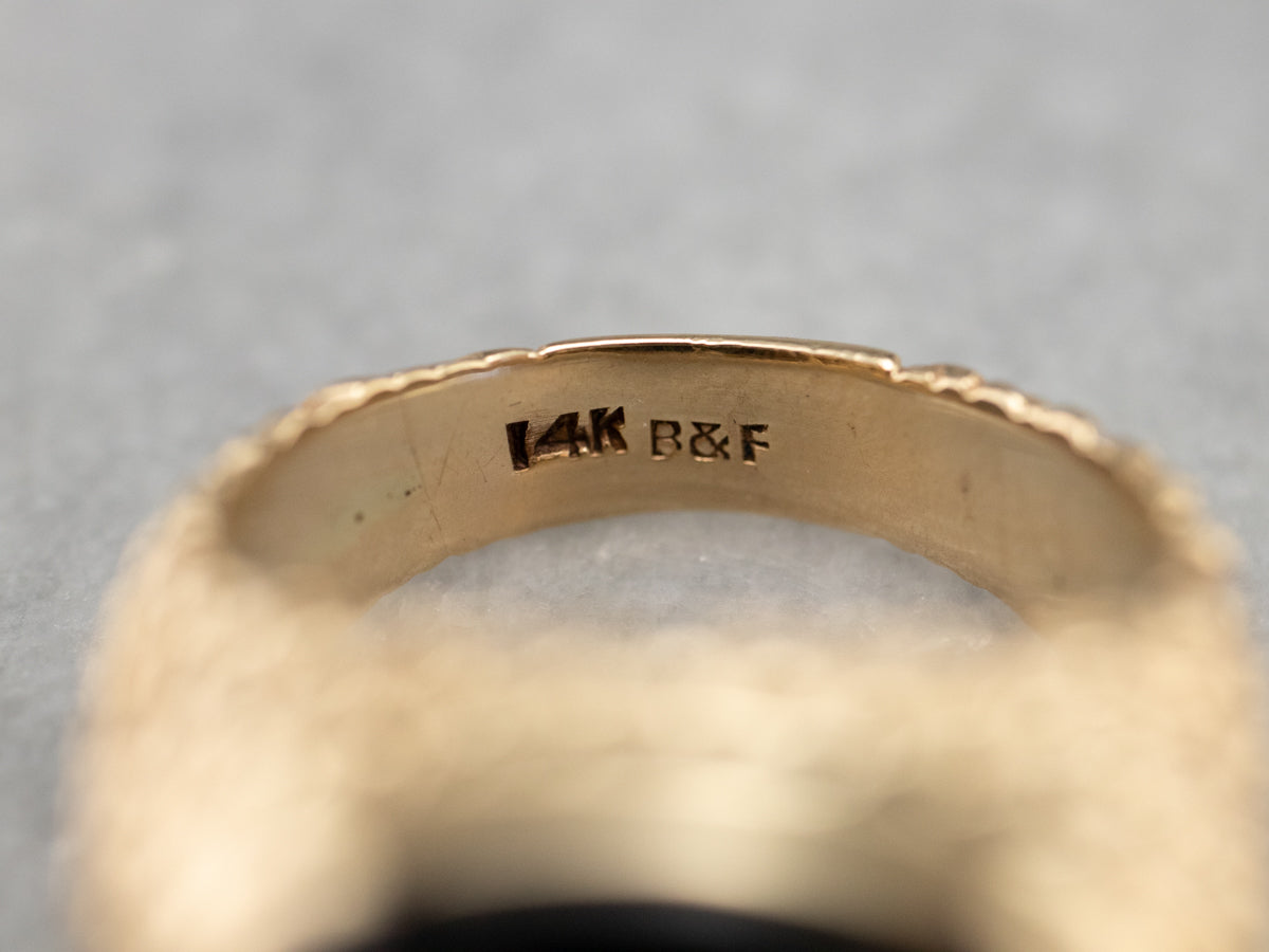 Bold Black Onyx and Gold Statement Ring