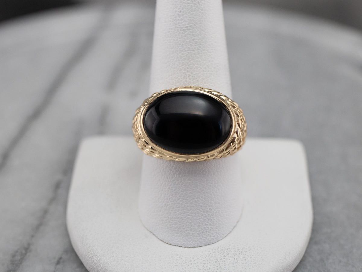Bold Black Onyx and Gold Statement Ring