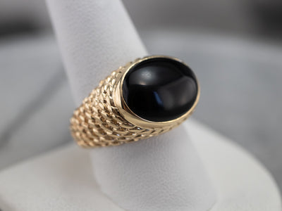 Bold Black Onyx and Gold Statement Ring