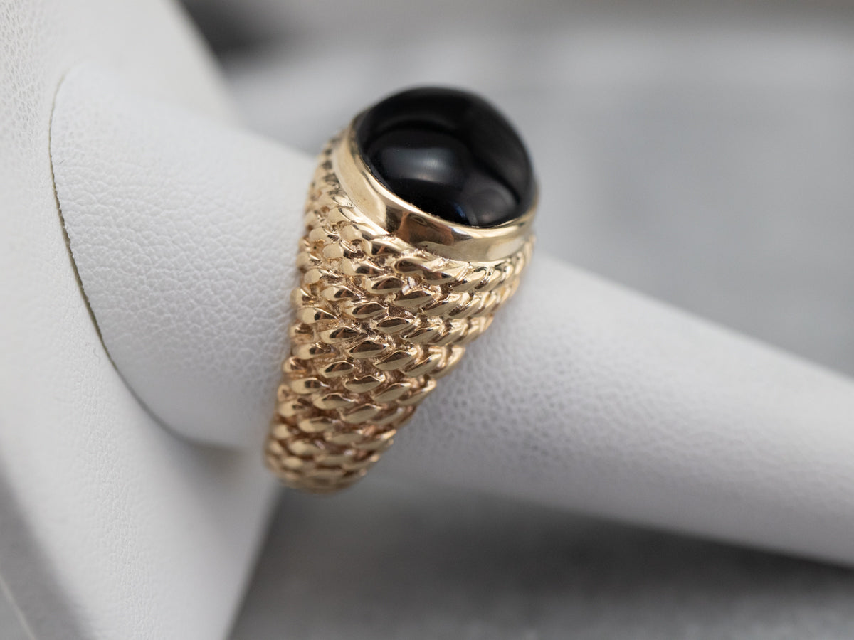 Bold Black Onyx and Gold Statement Ring