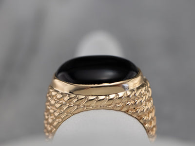 Bold Black Onyx and Gold Statement Ring