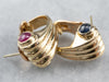 18K Gold Ruby Sapphire Earrings