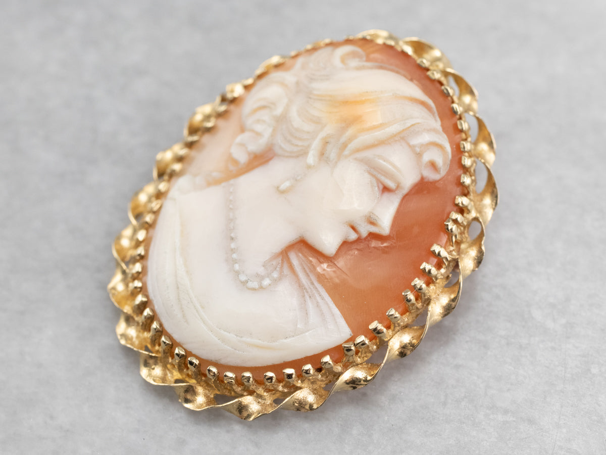 Vintage Gold Twist Cameo Brooch or Pendant