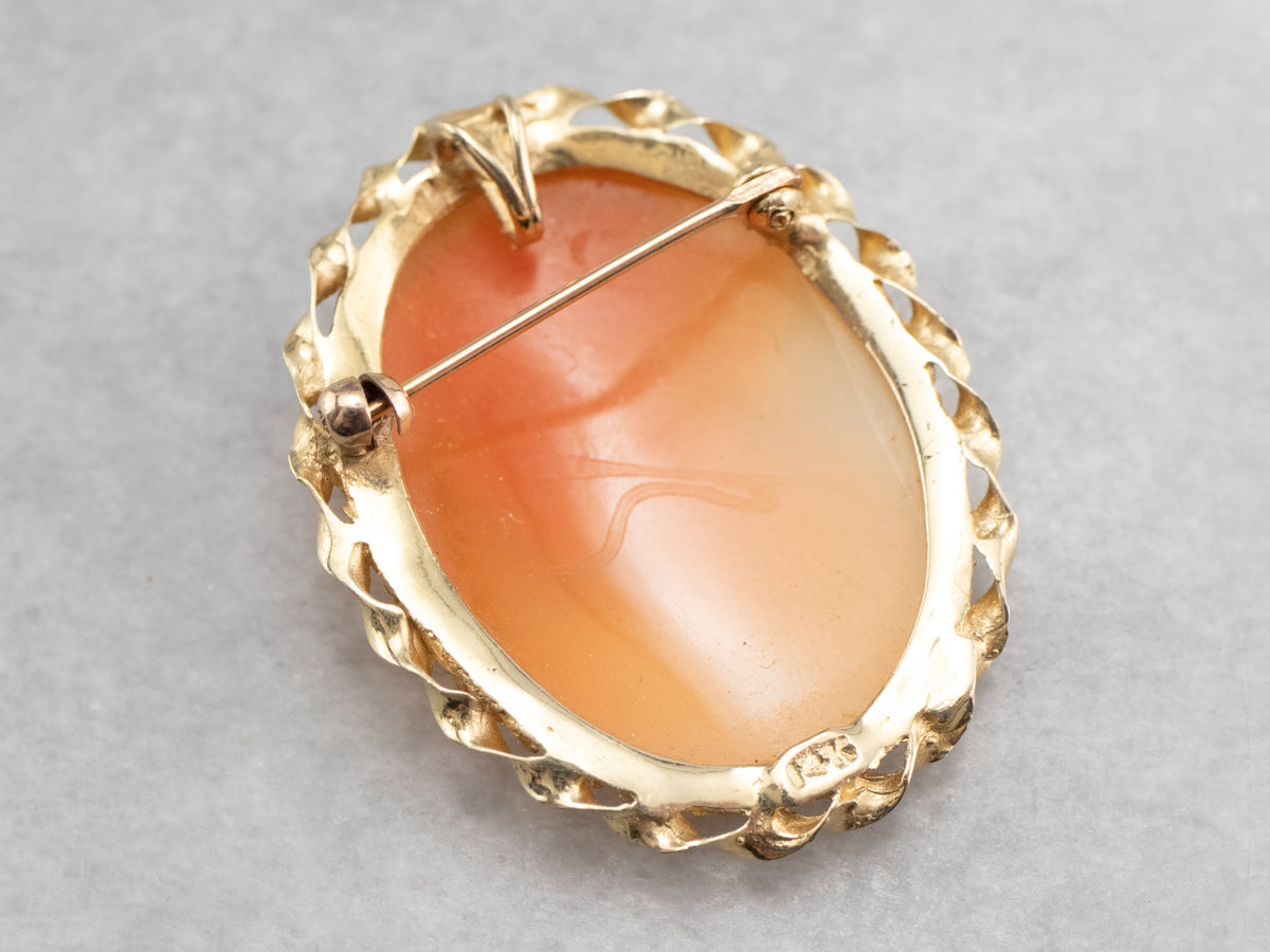 Vintage Gold Twist Cameo Brooch or Pendant