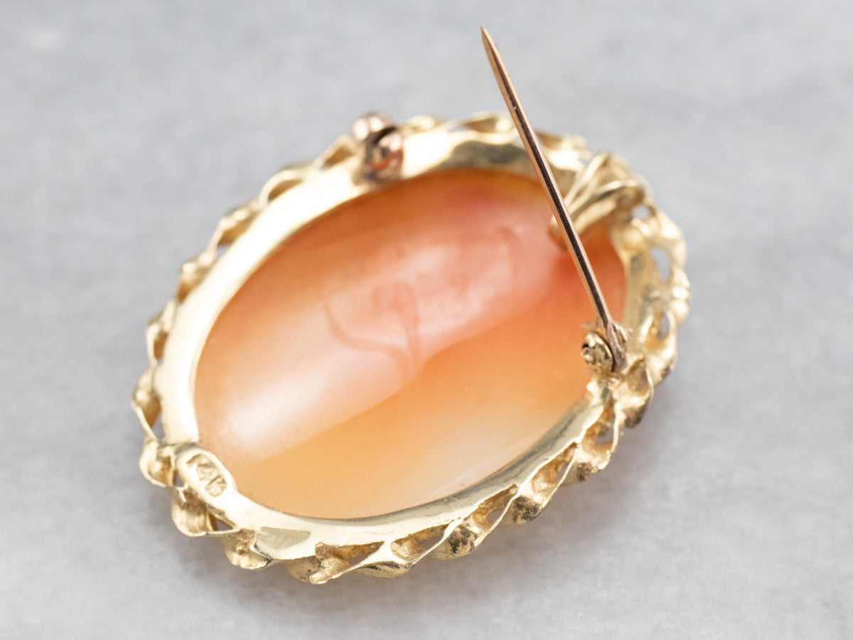 Vintage Gold Twist Cameo Brooch or Pendant