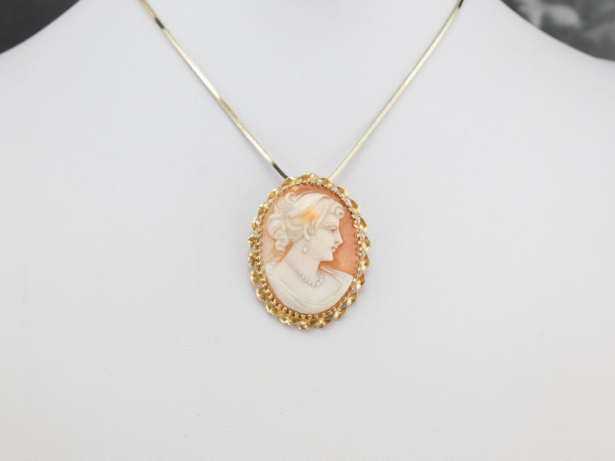 Vintage Gold Twist Cameo Brooch or Pendant