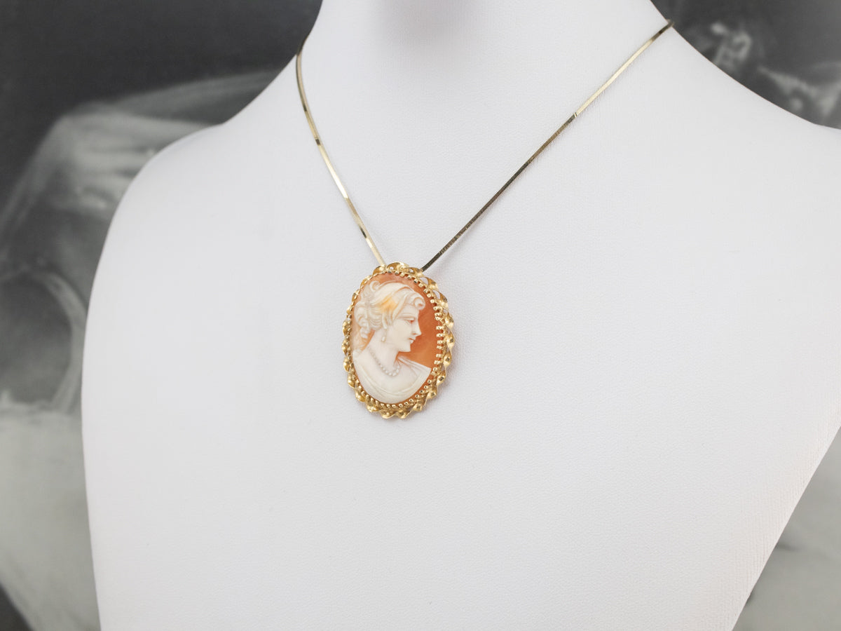 Vintage Gold Twist Cameo Brooch or Pendant