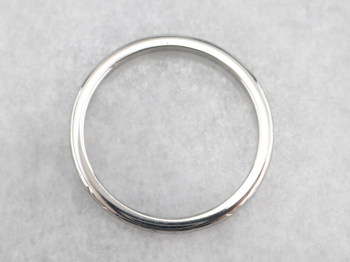 Etched 18K White Gold Band