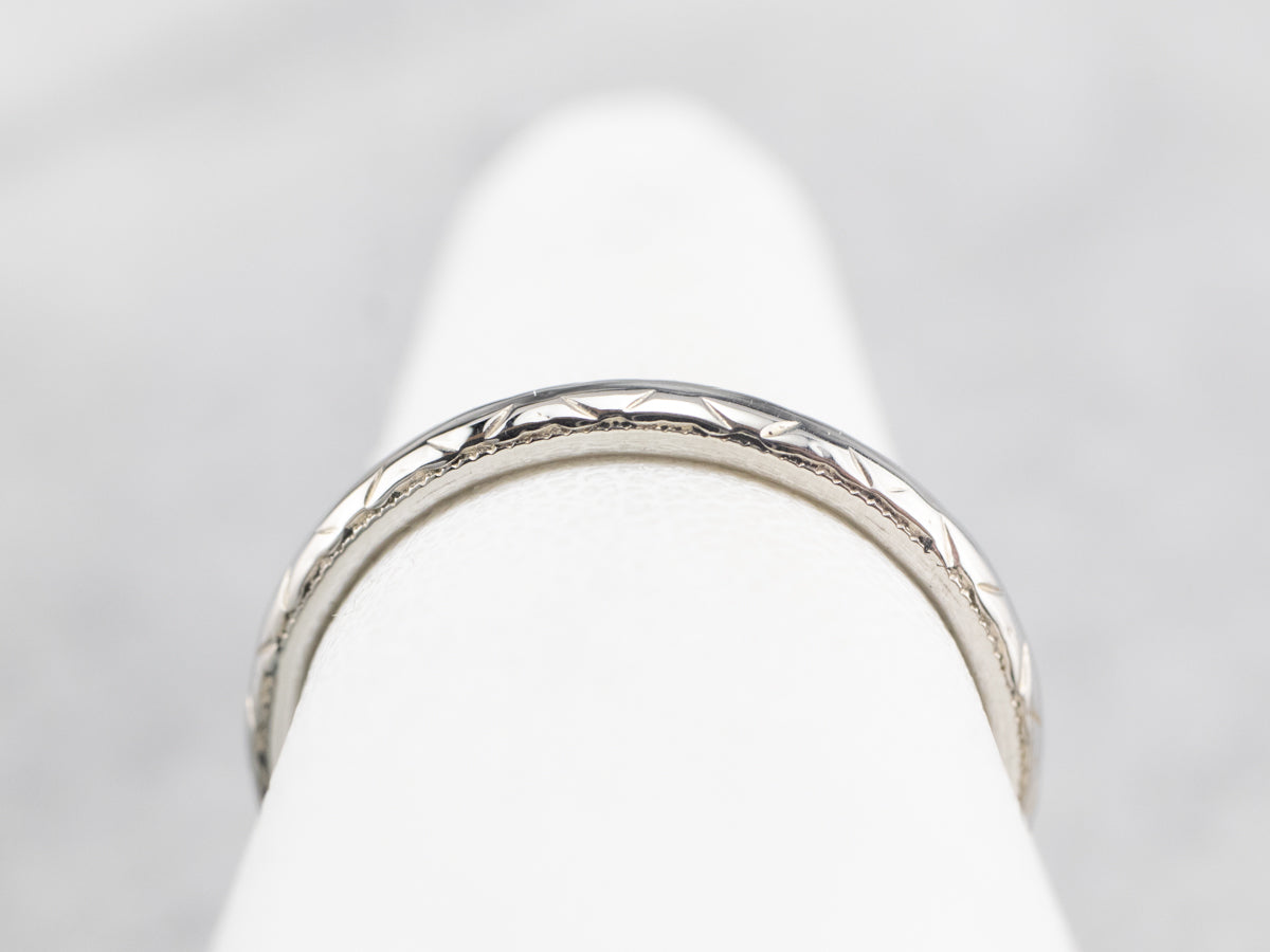 Etched 18K White Gold Band