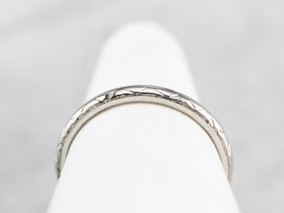 Etched 18K White Gold Band