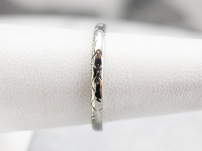 Etched 18K White Gold Band