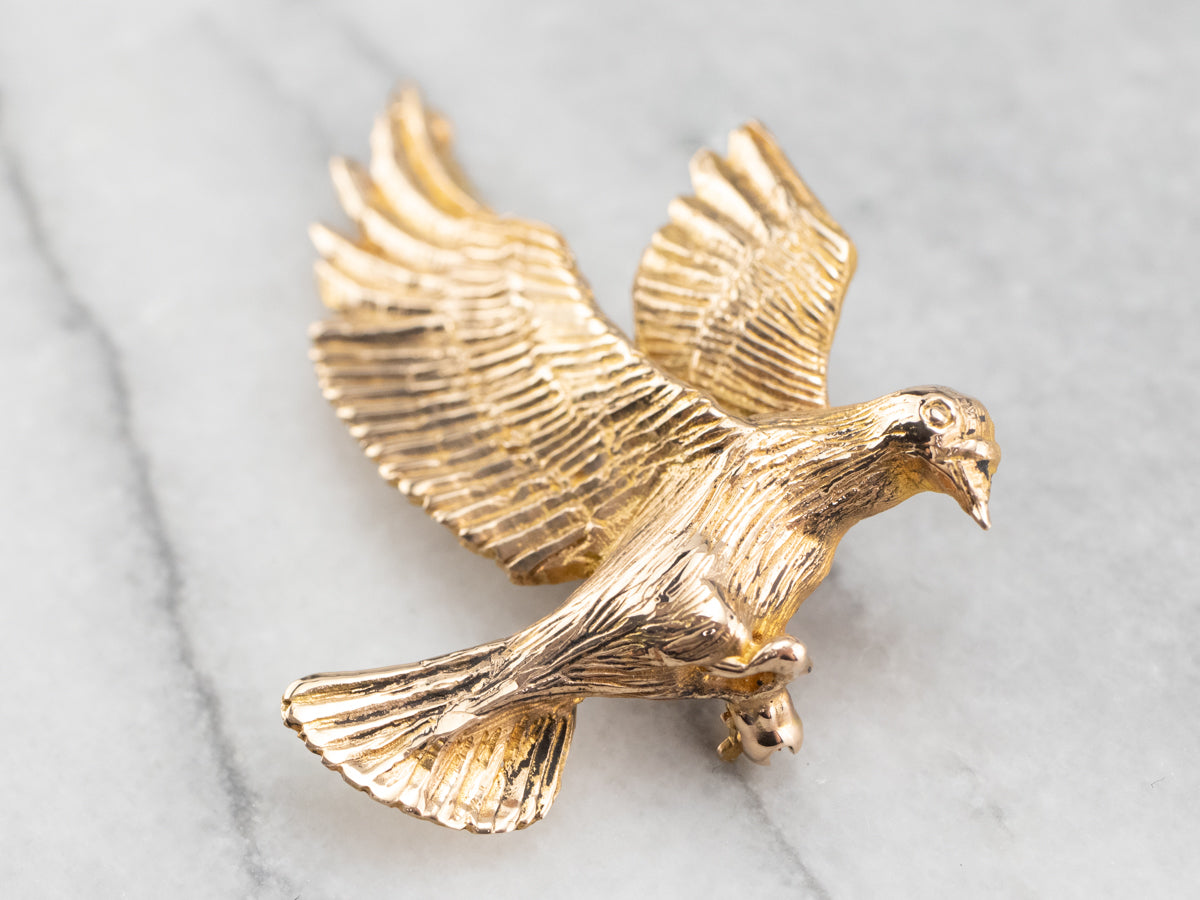 Stunning Golden Dove Brooch