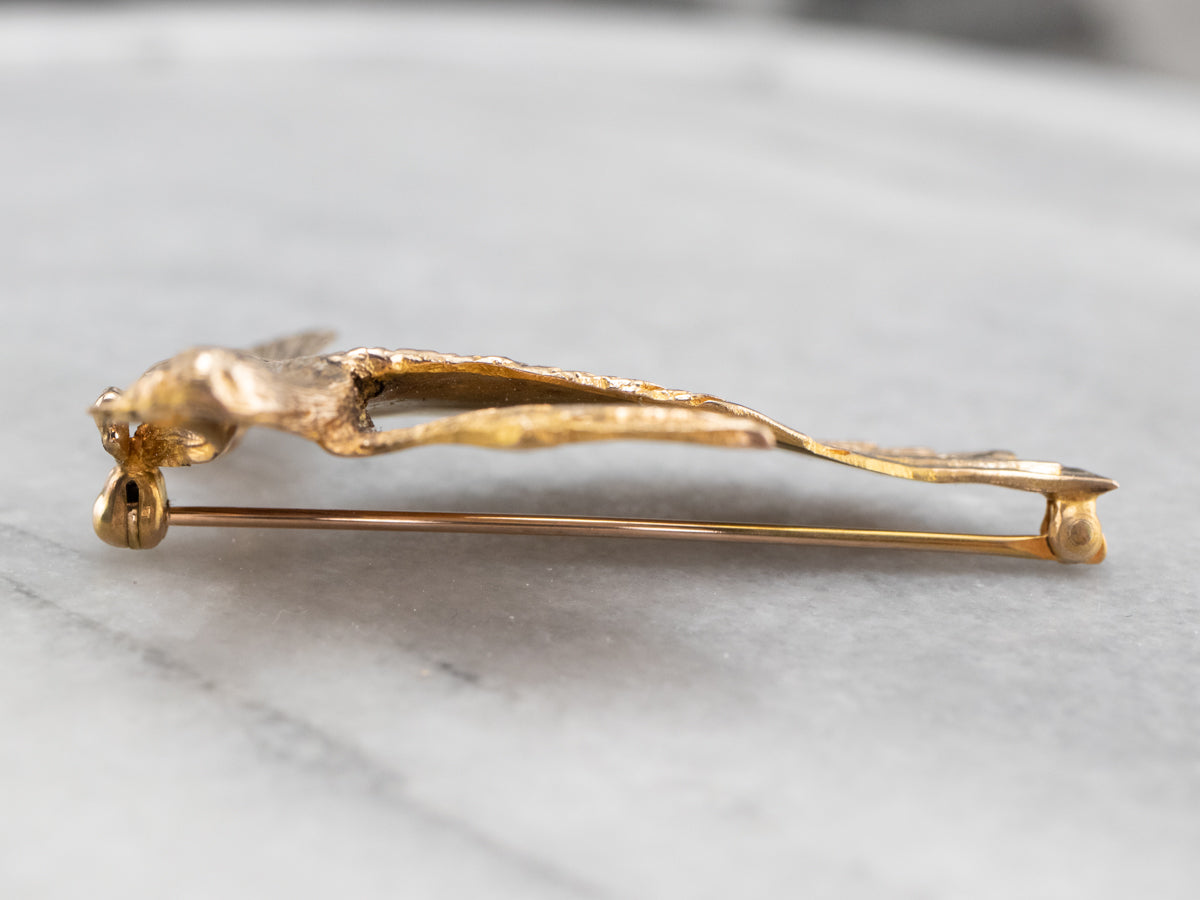 Stunning Golden Dove Brooch