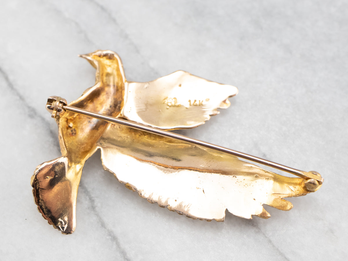 Stunning Golden Dove Brooch