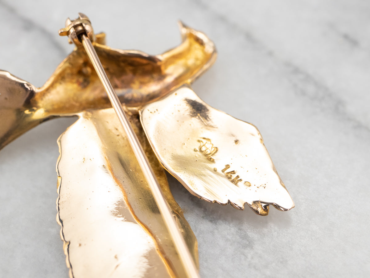 Stunning Golden Dove Brooch